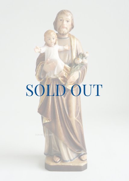 画像2: 木彫り　聖ヨセフと幼子イエス像　カラー 約12cm (2)