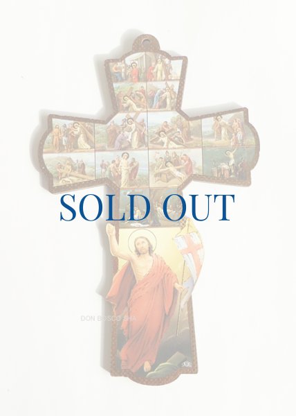 画像1: 板絵十字架　十字架の道行&復活のキリスト　※在庫僅少 (1)