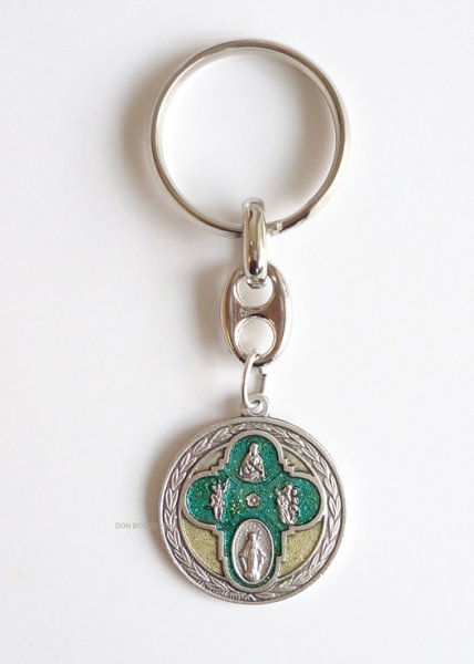 画像2: キーホルダー 丸型　信徒の十字架　緑　NB (2)