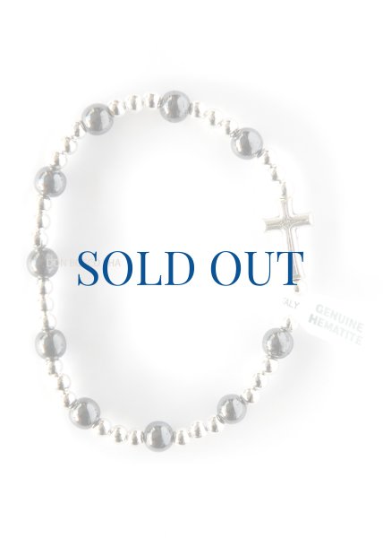 画像1: ロザリオブレスレット　天然石　ヘマタイト (1)