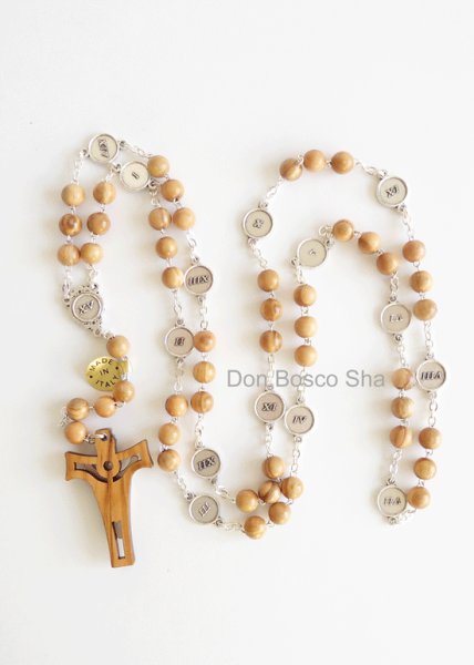 画像2: チャプレット　十字架の道行　木製オリーブ8mm珠　※在庫僅少 (2)