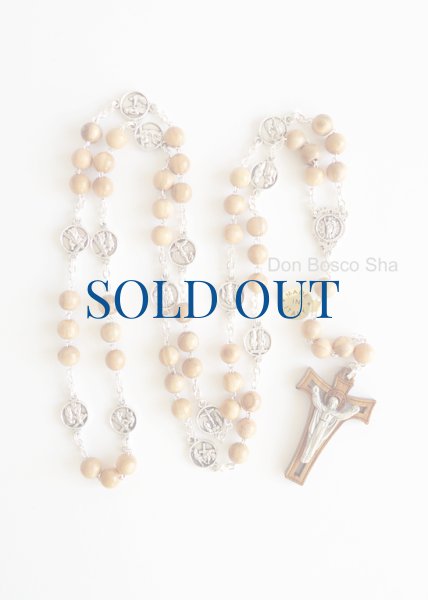 画像1: チャプレット　十字架の道行　木製オリーブ8mm珠 (1)