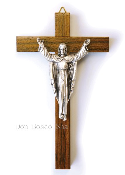 画像1: 壁掛十字架　木製　復活のキリスト (1)