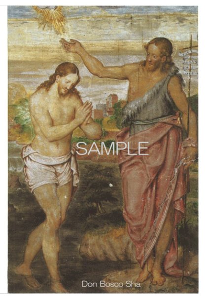 画像1: 二つ折りカード　キリストの洗礼（G.P.Luini画）封筒付 (1)