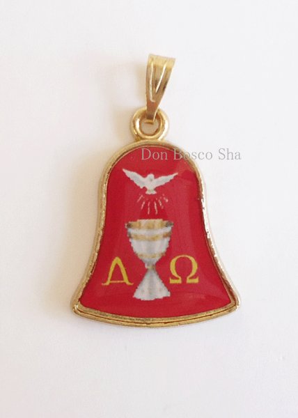 画像1: メダイ　ベル型・赤　聖霊とカリスΑΩ　NB (1)