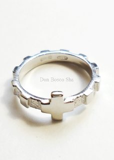 クロス リング 十字架 ロザリオ フリーサイズ 約8号~15号 K18 クロス