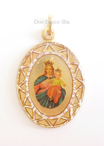 画像1: メダイ　扶助者聖母　楕円　金色（表全面樹脂コート）NB (1)