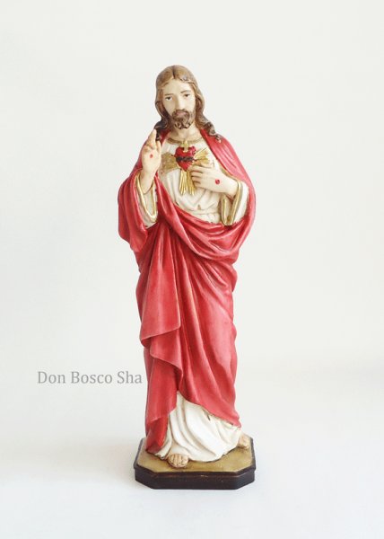 画像1: プラストマーブル製　み心のイエス像　約17cm カラー (1)