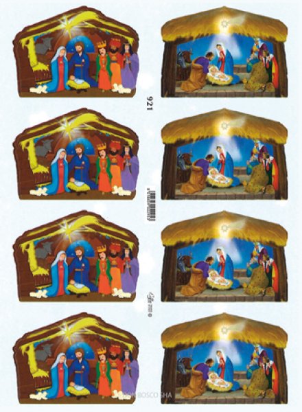 画像1: イタリア製クリスマスシール 馬小屋 (1)