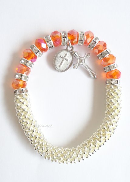 画像2: ★20％OFF★ロザリオブレスレット　オレンジ (2)