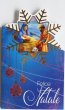 画像1: イタリア製二つ折りクリスマスカード　型抜 雪結晶 青 NT3524-5 (1)