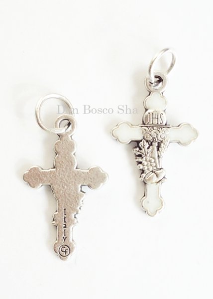 画像2: ミニ十字架 カリスとホスチア 麦ぶどう　銀色　NB (2)