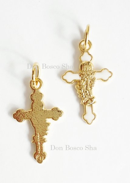 画像2: ミニ十字架　カリスとホスチア 麦ぶどう　金色　NB (2)