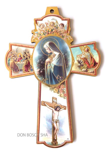 画像1: 板絵十字架　横向きマリアNB (1)
