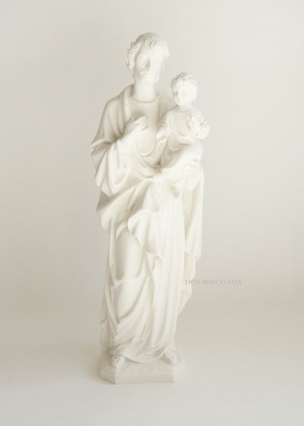 画像1: プラストマーブル製　聖ヨセフと幼子イエス　約20cm 白 (1)