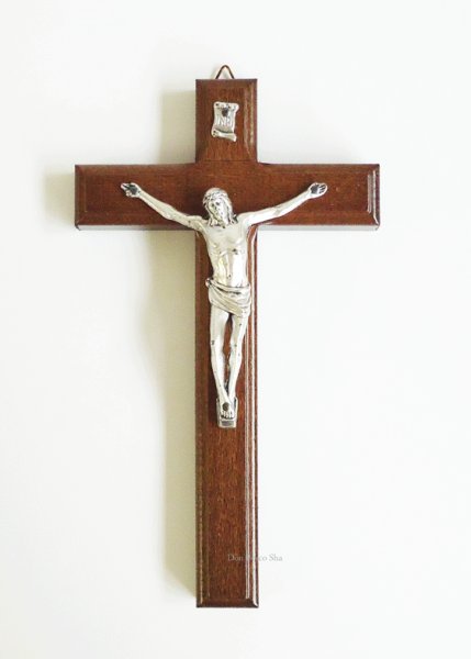 画像1: 壁掛け十字架　木製  H16.7cm NB (1)