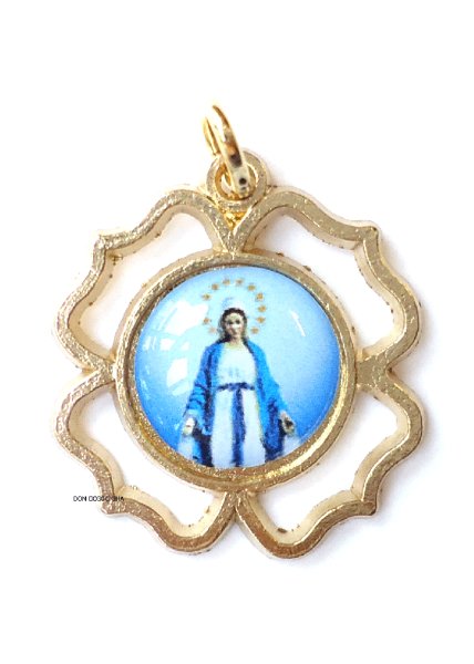 画像2: メダイ 透かし花型　無原罪　カラー+金　※在庫僅少 (2)