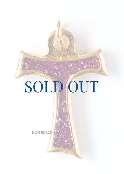 画像1: ミニ十字架　タウの十字架　ラメ紫 (1)