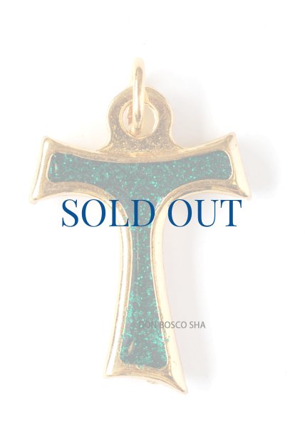 画像1: ミニ十字架　タウの十字架 ラメエメラルドグリーン　NB (1)