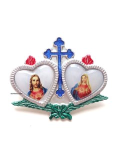 両面メダイ み心のイエスとマリア 楕円銀色 - ドン・ボスコ社