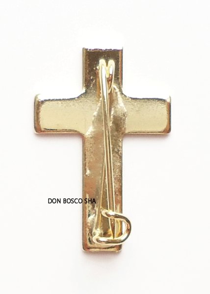 画像2: ピンバッジ　十字架　飾り彫り金色 (2)