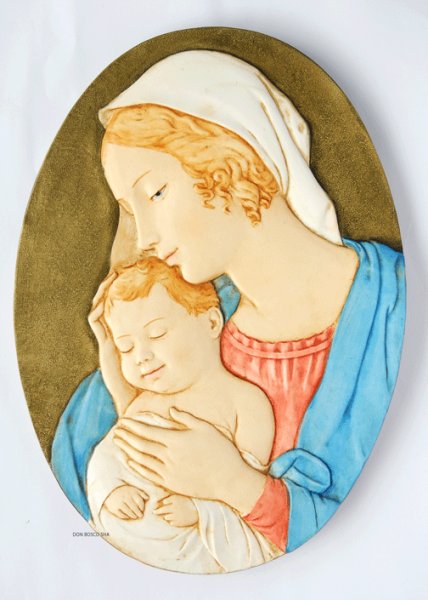 画像1: 壁掛板絵 楕円　聖母　26cm (1)