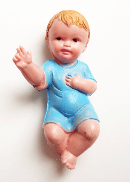 画像1: ★20%OFF★　樹脂製 幼子　青い服　45mm (1)