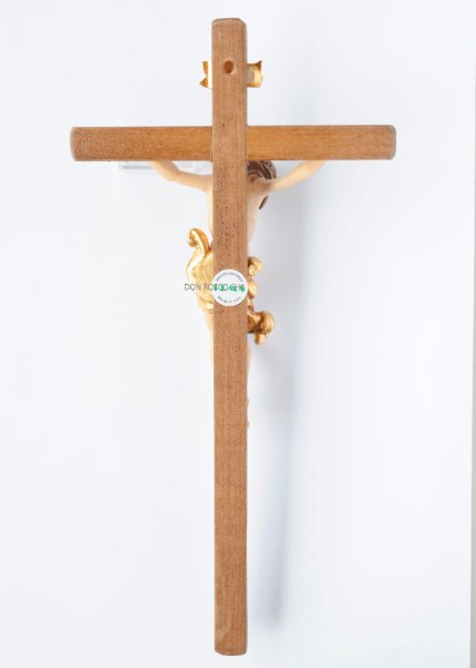 画像2: 木彫り　壁掛十字架　カラー 23cm　※店頭在庫1点のみ (2)