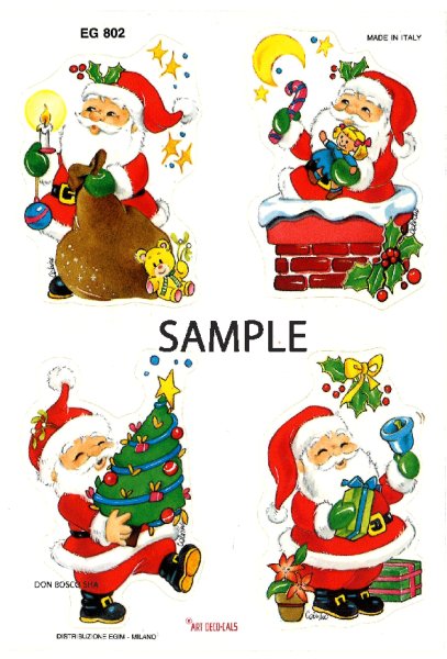 画像1: イタリア製クリスマスシール サンタ４枚　EG802 (1)