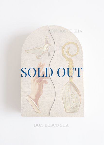 画像5: 卓上置物 3面板絵　聖体とカリス・麦とパン (5)