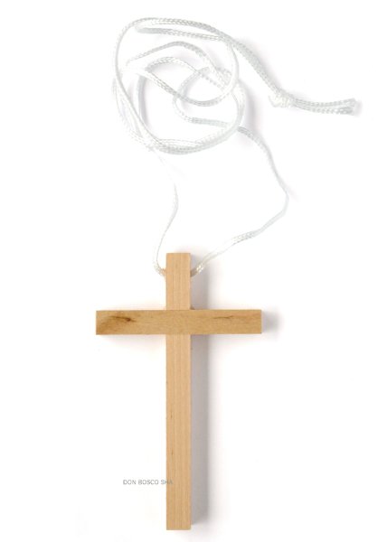 画像1: ペンダント　木製十字架　白木　100ｘ60mm (1)