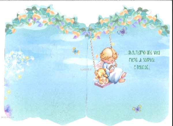 画像2: 二つ折りカード　洗礼 ブルー ブランコ　BT.4345-2 (2)