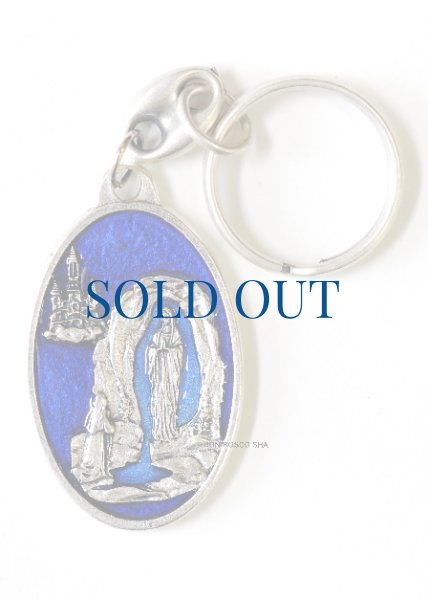 画像1: キーホルダー　ルルドの聖母と聖ベルナデッタ　青 NB (1)