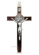 画像1: 壁掛け十字架　聖ベネディクト　金属+木 H16cm (1)