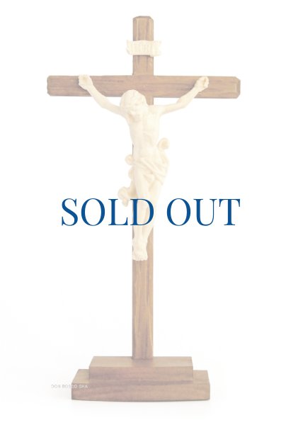 画像2: 木彫り 卓上十字架　白木 23cm (2)