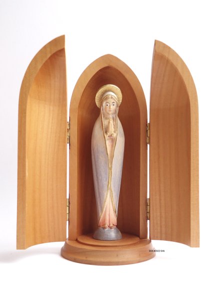 画像1: 木彫り 観音開き　マリア像　カラー 約14cm (1)