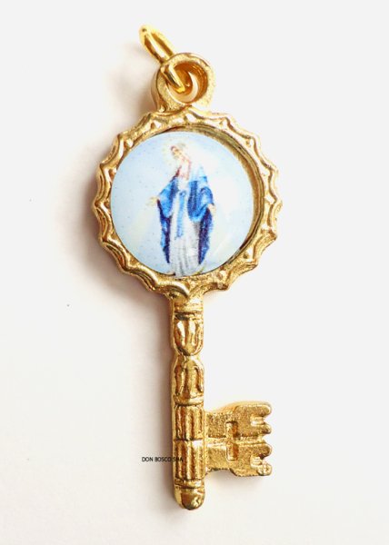 画像2: メダイ　鍵型　無原罪の聖母　金色 (2)