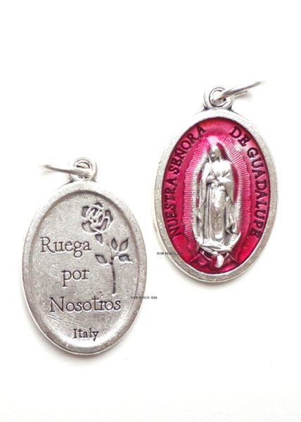 画像1: メダイ　グアダルペの聖母　銀+赤　 (1)