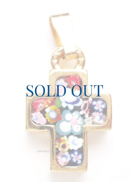 画像3: ミニ十字架　フィレンツェモザイクペンダントトップ(小)　金メッキ（※色はアソート入荷のため指定できません）※在庫僅少 (3)