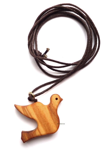 画像2: ペンダント　オリーブ製　ハト（聖霊の象徴・平和のシンボル） (2)