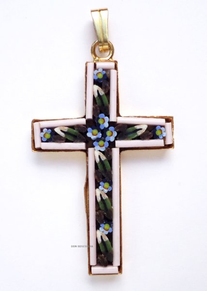 画像3: ミニ十字架　フィレンツェモザイクペンダントトップ　金メッキ （※色はアソート入荷のため指定できません）※在庫5点のみ (3)