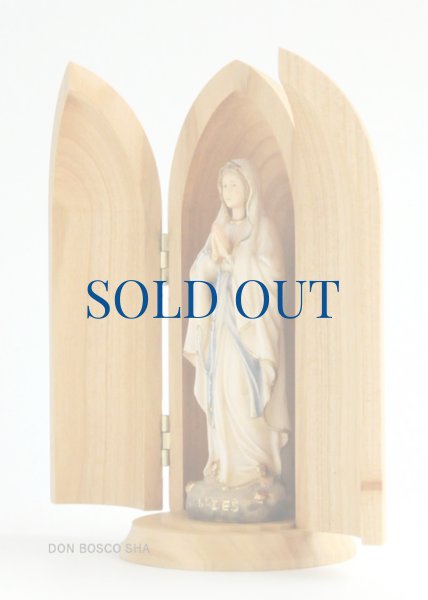 画像2: 木彫り 観音開き　ルルドの聖母像　カラー (2)