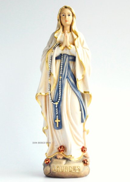 画像1: 木彫り　ルルドのマリア像　カラー 30cm　※店頭在庫1点のみ (1)