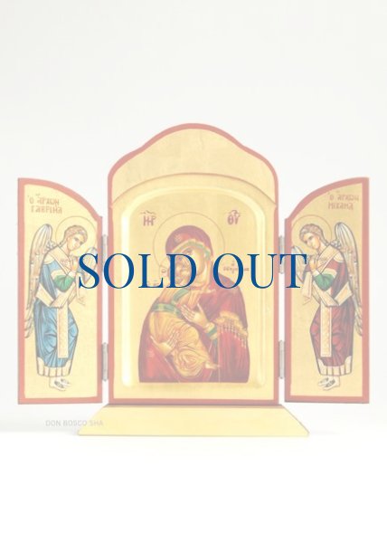 画像1: 卓上置物 3面板絵　イコン聖母子　K006　※店頭在庫１点のみ (1)