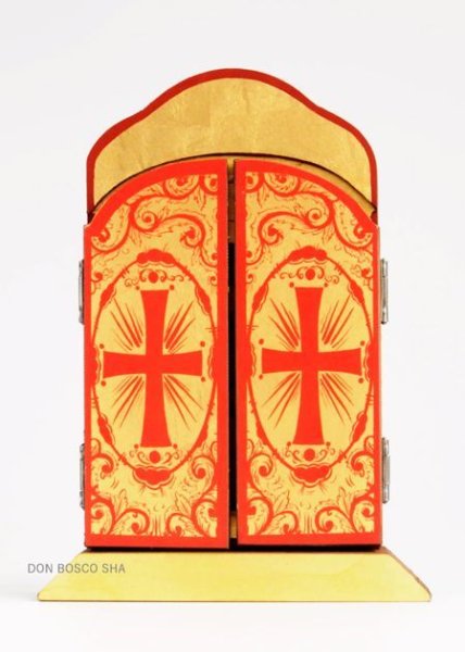 画像2: 卓上置物 3面板絵　イコン聖母子　K006　※店頭在庫１点のみ (2)