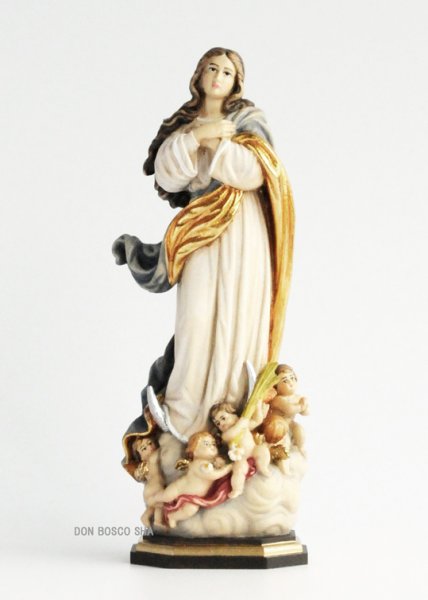 画像1: 木彫り　被昇天の聖母像（無原罪の御宿り）カラー 17.5cm　NB (1)