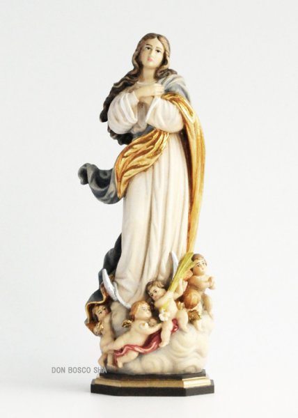 画像1: 木彫り　被昇天の聖母像（無原罪の御宿り）カラー 17.5cm　 (1)