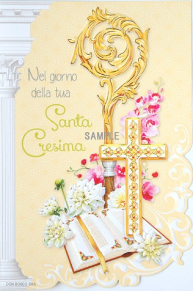 画像5: イタリア製二つ折りカード　堅信　型抜きクリーム色 (5)