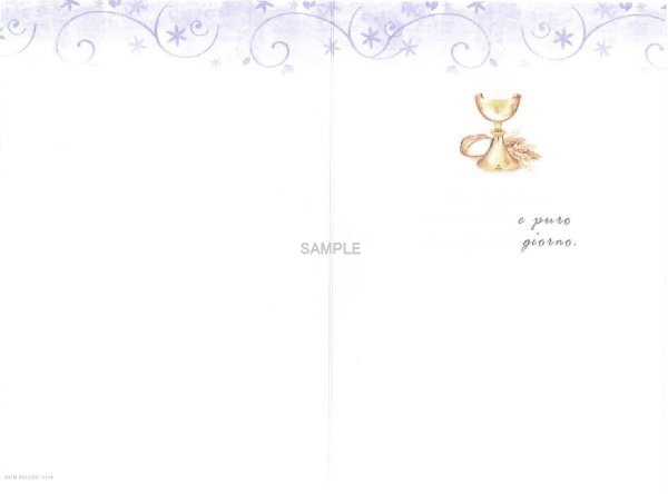 画像2: イタリア製二つ折りカード　初聖体　ぶどうとろうそく (2)