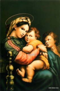 底値　壁掛け聖母子像 壁掛板絵 大判 小椅子の聖母 M82 ※店頭在庫1点のみ - ドン・ボスコ社